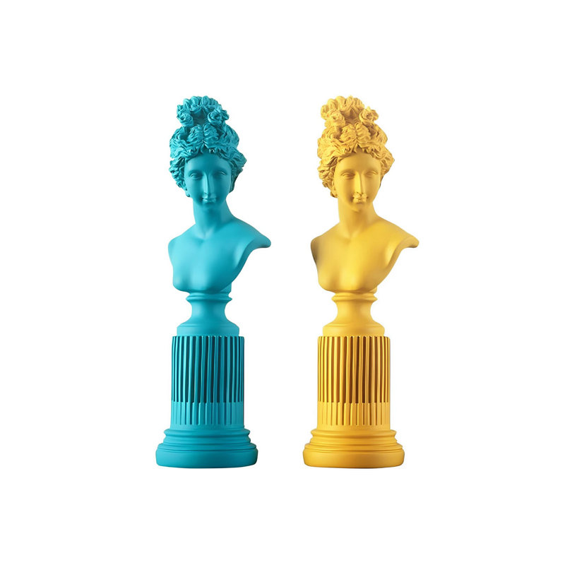Jaffrey Figurines & Sculptures, Yellow & Turquoise