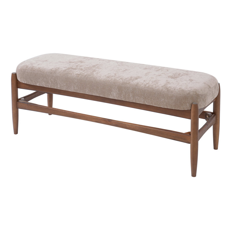 Banc de chambre rembourré Ella, Light Brown Cushion/Walnut Frame