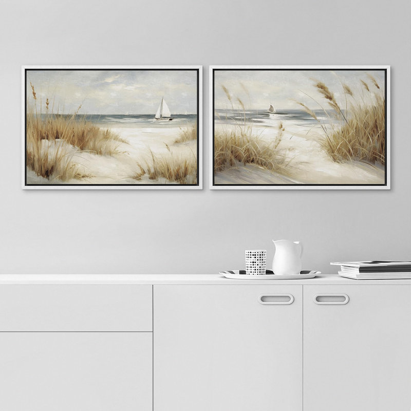 Coastal Beach Beach Ocean Coastal Shore, Cadre blanc, H 24 po x l 36 po