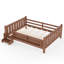 Lit plateforme en bois avec escalier et garde-corps, aucun sommier nécessaire-581547732-581547731