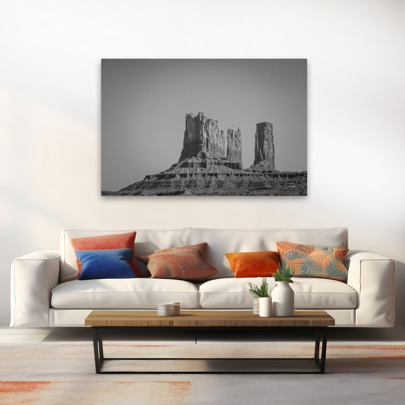 Contemporary Monument Valley II BW, 60" H x 40" W
