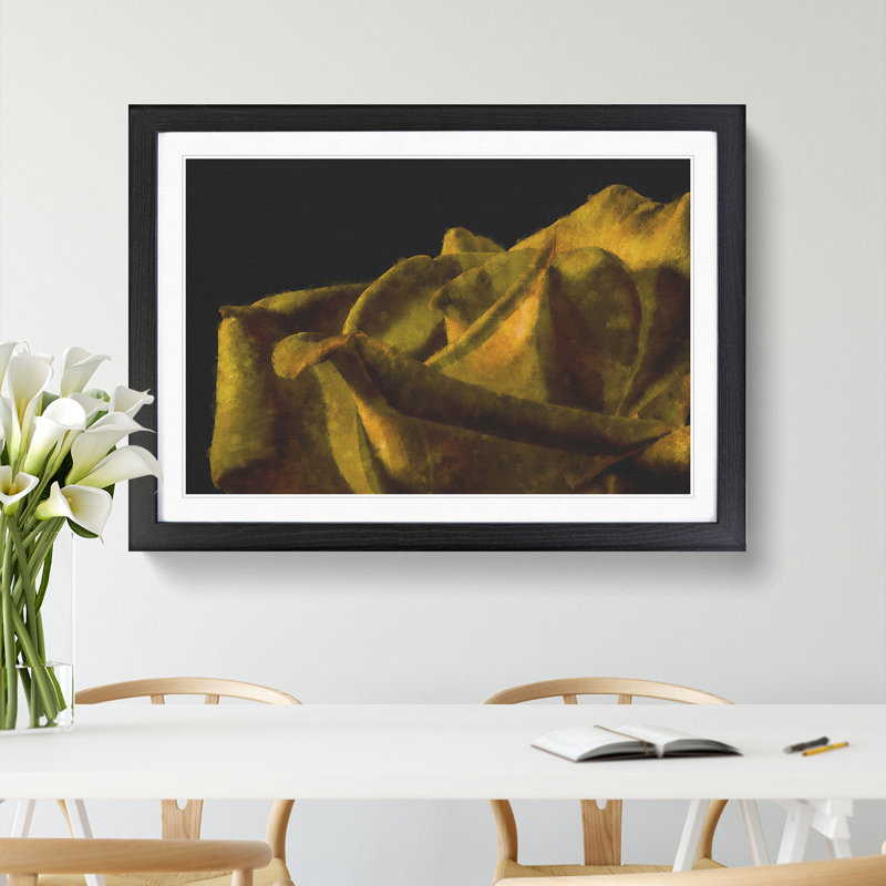 Yellow Rose Flower Vol.2 - Picture Frame Graphic Art, Black Framed, 48cm H x 65cm W x 2cm D