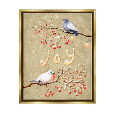 «Joy Birds On Winter Branches», reproduction encadrée sur toile par Verbrugge
