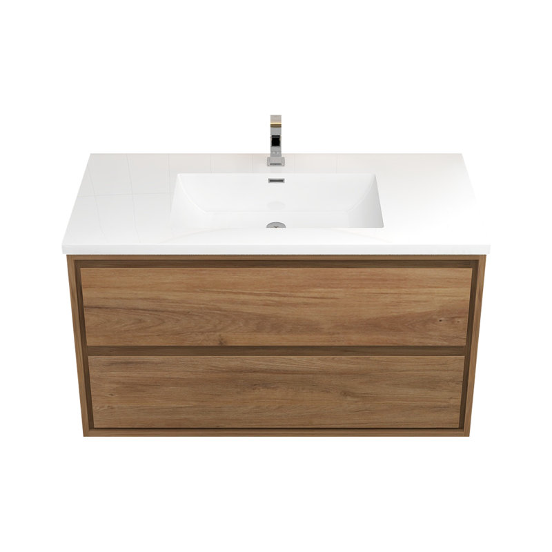 Meuble-lavabo mural simple l 41,5 po x P 19,6 po x H 21,75 po Castlereagh, Chêne naturel