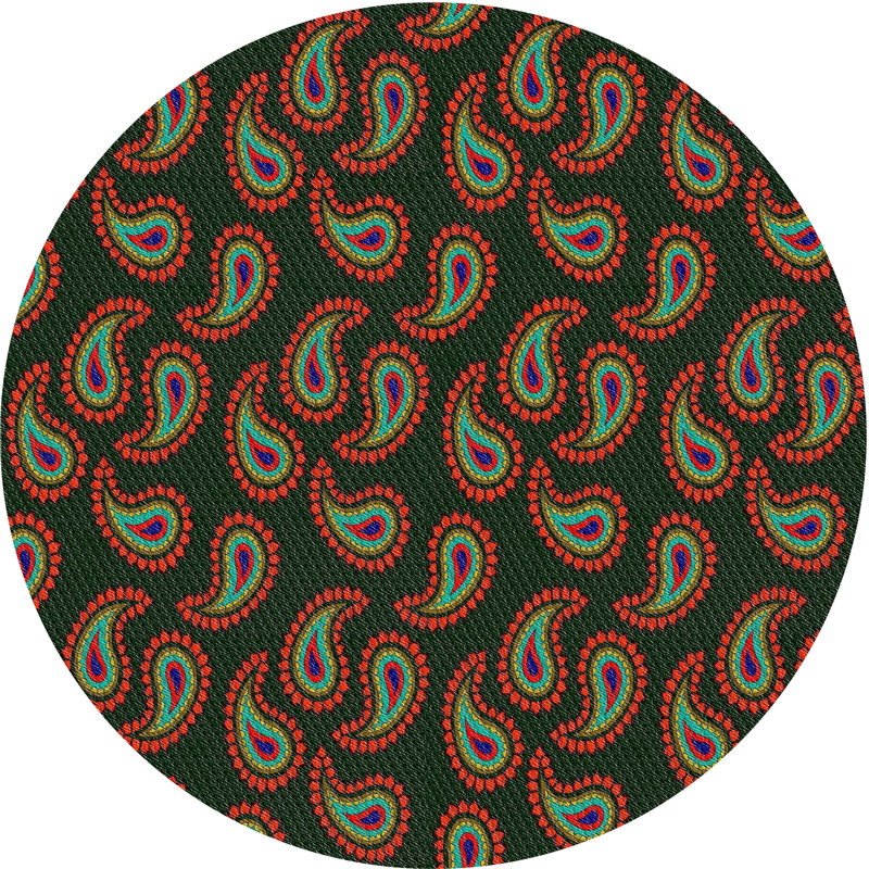 Tapis vert/brun tissé à la machine, Rond 7 pi