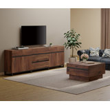 Modern TV Stand And Coffee Table Set Of 2, TV Stand For Tvs Up To 110 Inch,Entertainment Centre With Metal Base, Square Centre Table With Tempered Glass And 4 Storage Drawers For Living Room