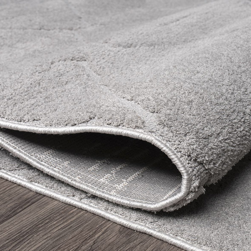 Tapis gris moderne / géométrique antidérapant lavable à la machine, Rectangle de 2 pi 7 po x 5 pi