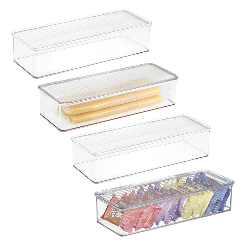 iDesign Stackable Hinged-Lid Pantry or Kitchen Storage Box - Lidded Storage Box for Organizing Cabinets and Under Sinks