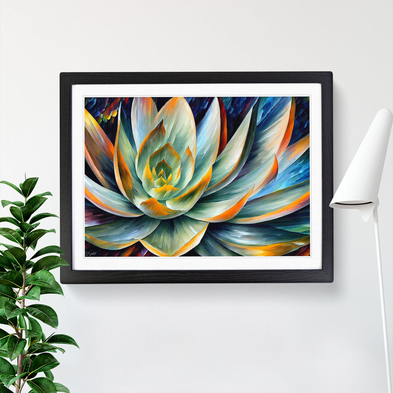 Succulent Plant Painting Vol.4 Abstract - Single Picture Frame Print, 34cm H x 46cm W x 2cm D, Black