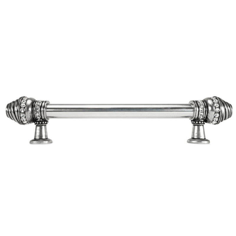 Cache multi-crystals large ends; 15 inch center to center appliance/long pull; 3/4 smooth bar; decorated with swarovski crystals in finish Chalice