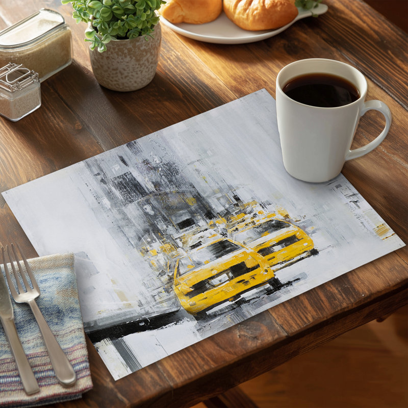 Napperon gris avec décor de pont jaune de Brooklyn