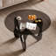 Mid-Century Coffee Table with Solid Wood Legs, Tempered Smoke Glass Top Circular Lounge Table-335063753