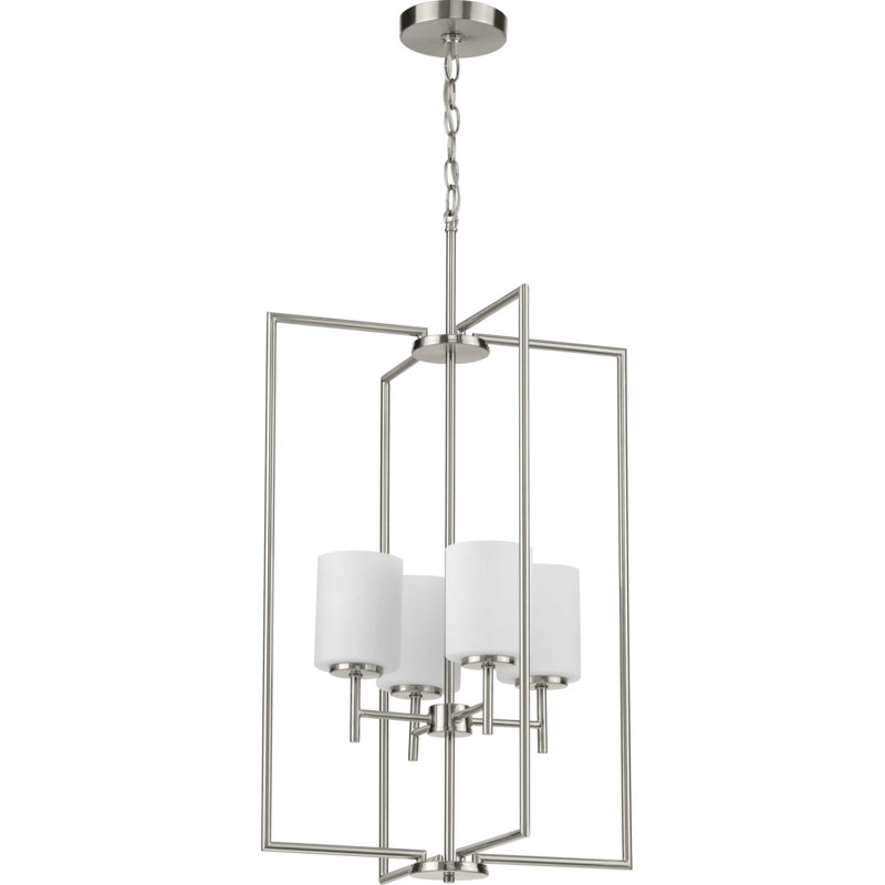 Lustre rectangulaire à 4 lumières Steelville, Nickel brossé
