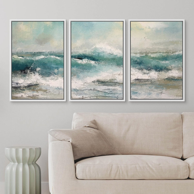 Coastal Beach, H 24 po x l 48 po x P 1,5 po, Cadre flottant blanc