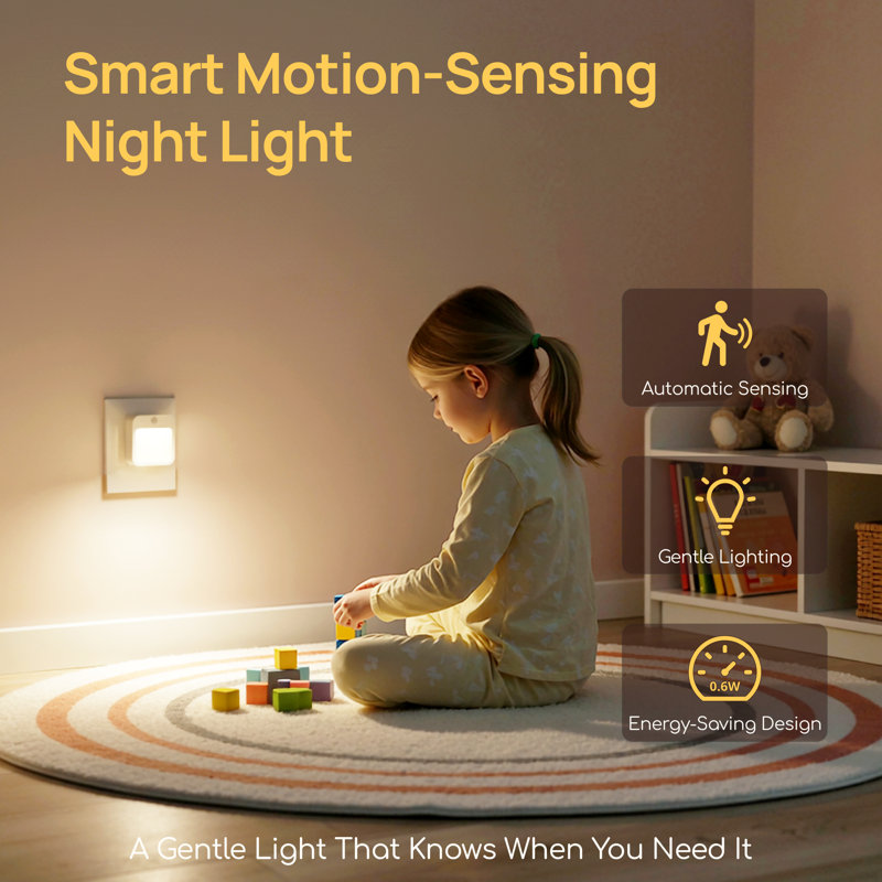 Plug In LED Night Light Automatic Dusk to Dawn Photocell Sensor Low Energy 2 PC