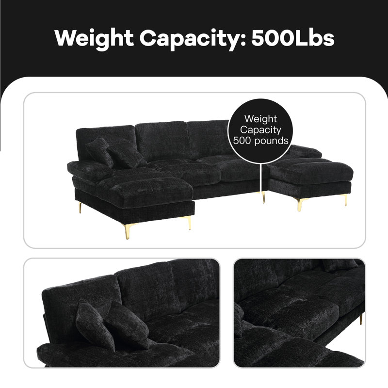 Canapé modulaire 4 pièces Aadrian, Chenille noir