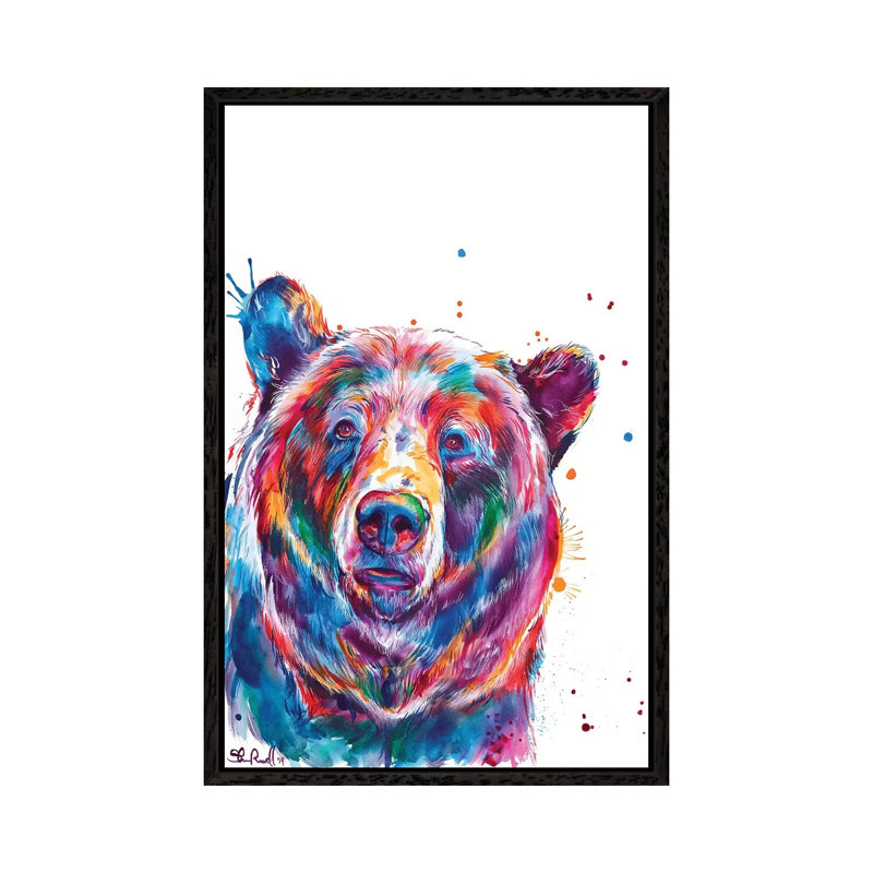 Bear by Weekday Best - Painting on Canvas, 66.04 cm H x 45.72 cm W, Black Framed