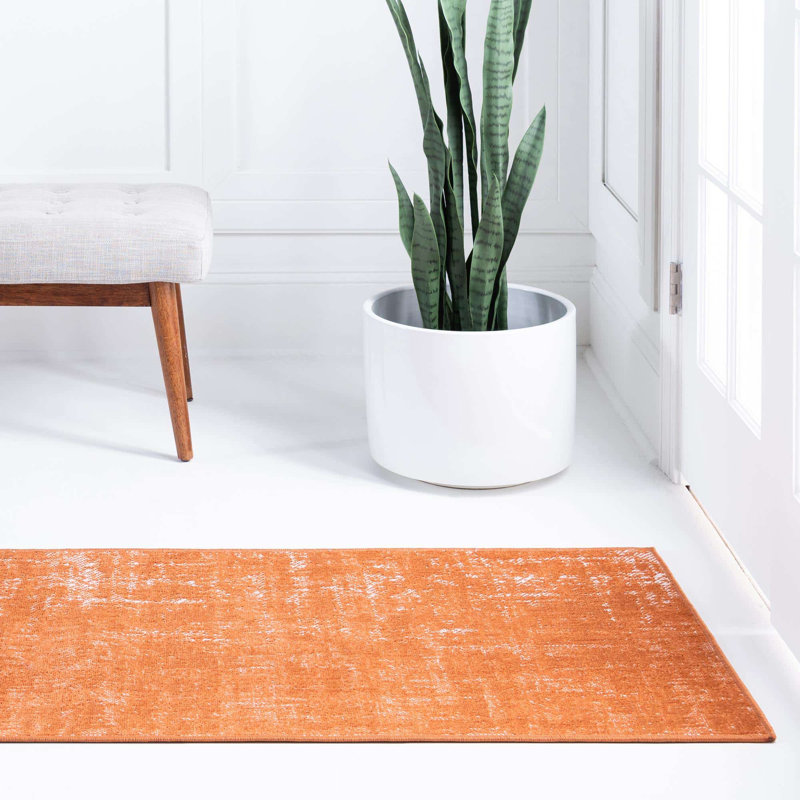 Tapis gris, Orange, Tapis de couloir 2 pi x 6 pi 1 po