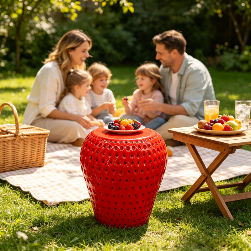 Tabouret en résine et fraise