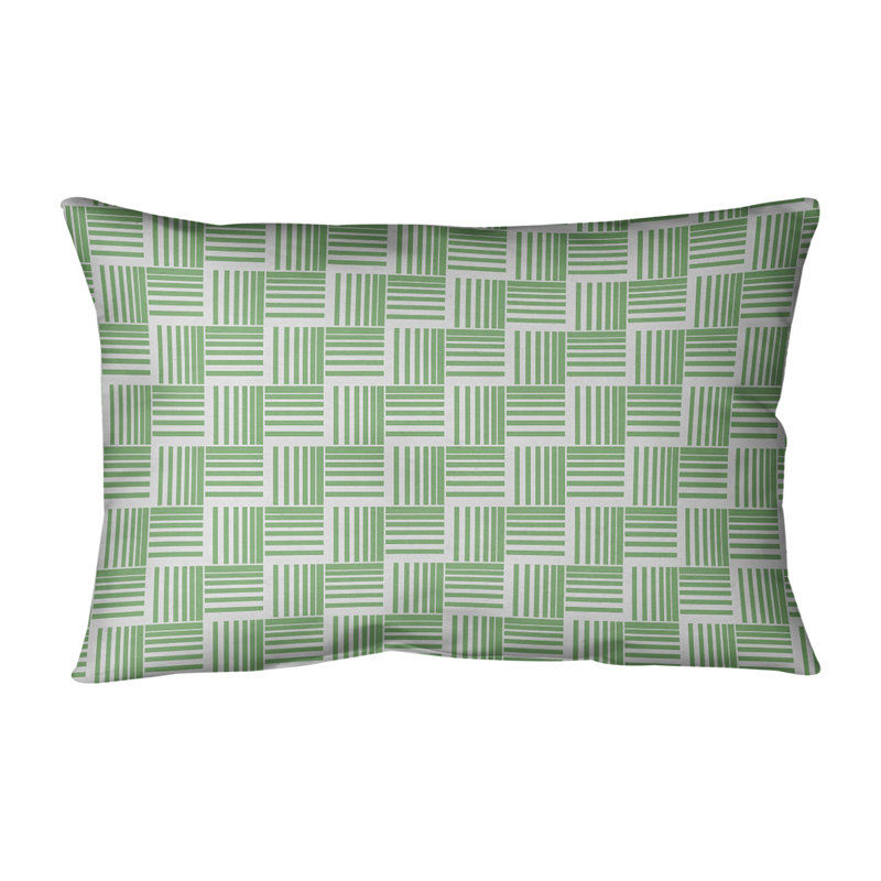 Coussin lombaire à rayures classiques Baskettressées, H 14 po x l 20 po, Pas de bourre, Vert/blanc