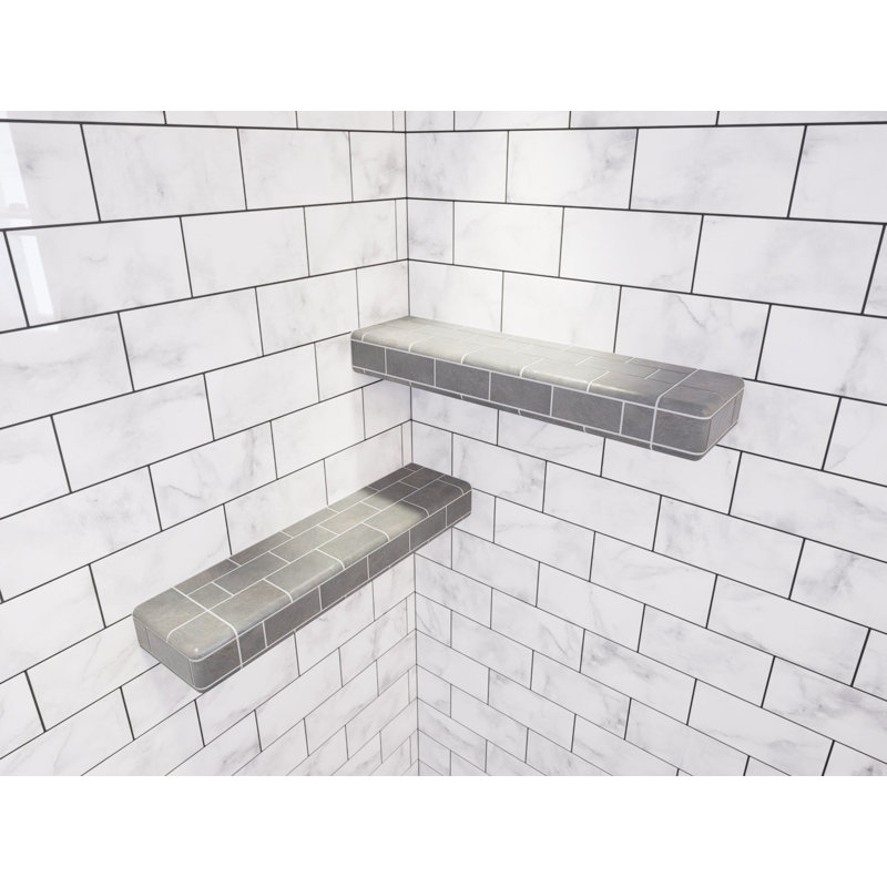 24in. × 6in. × 2in. The Original Shower Shelf with Orange  Waterproof Board, 2" H x 24" W x 6" D