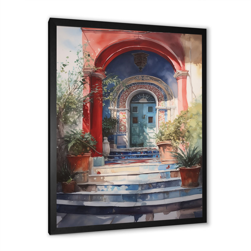 «Rustic Stairway Entrance To Country Cottage I», reproduction sur toile, Cadre photo noir, H 40 po x l 30 po x P 1,5 po