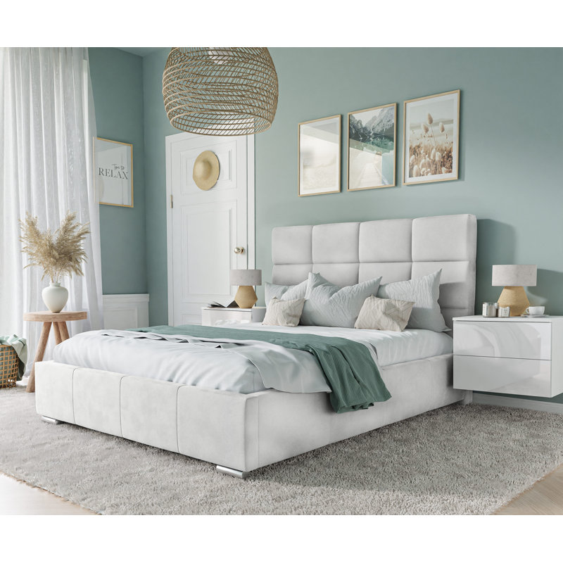 Bed Lemuel with Storage, White, 160cm x 200cm