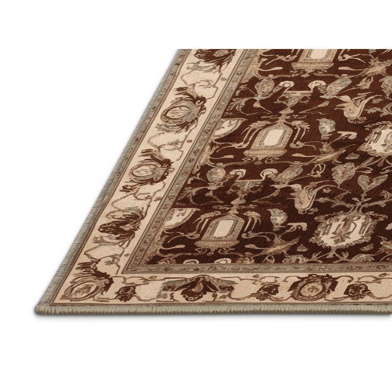 Tapis beige français lavable à la machine, Carré 5 pi