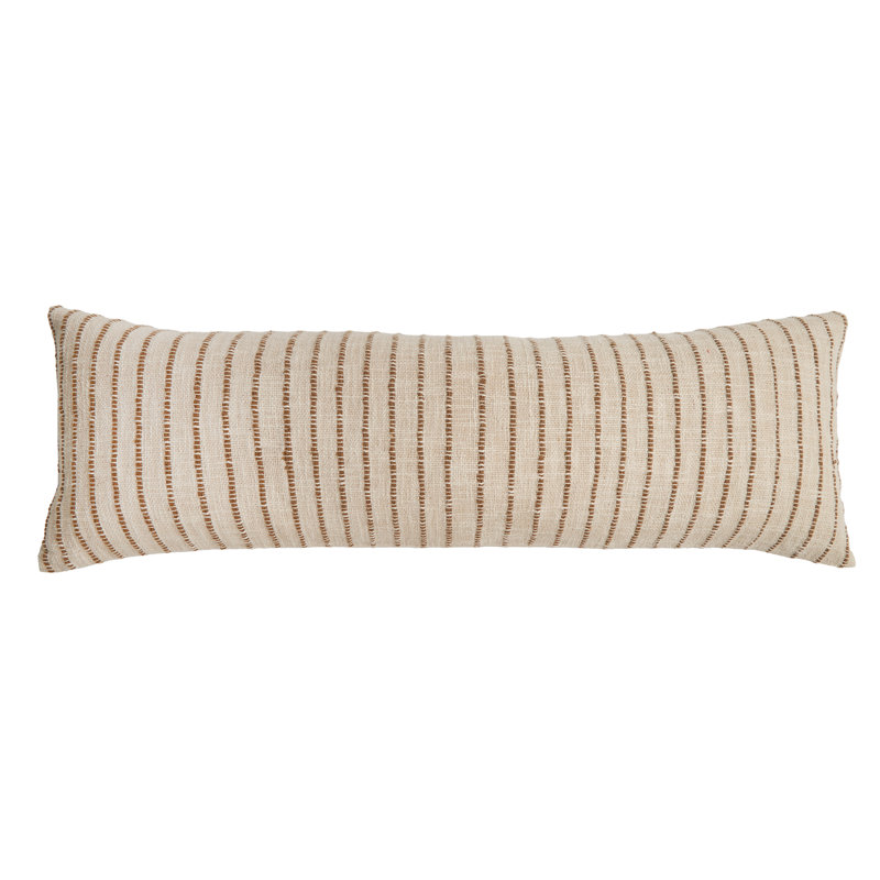 Jojo Pillow Cover & Insert, Square 20" H x 20" W, Ivory/Blue Gray Striped