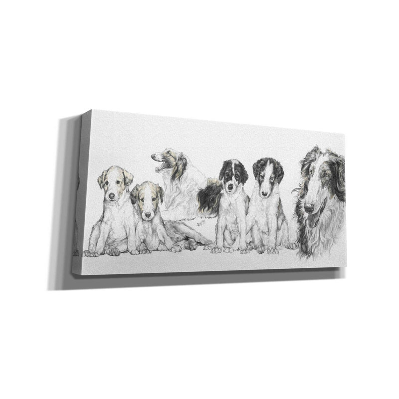 «Growing Up Borzoi» par Barbara Keith, art mural sur toile, H 12 po x l 24 po x P 0,75 po
