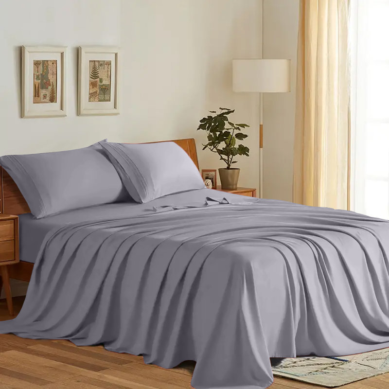 200 Thread Count Egyptian-Like Cotton Flat Sheet – Breathable, Soft and Wrinkle-Free, Grey, Kingsize (5')