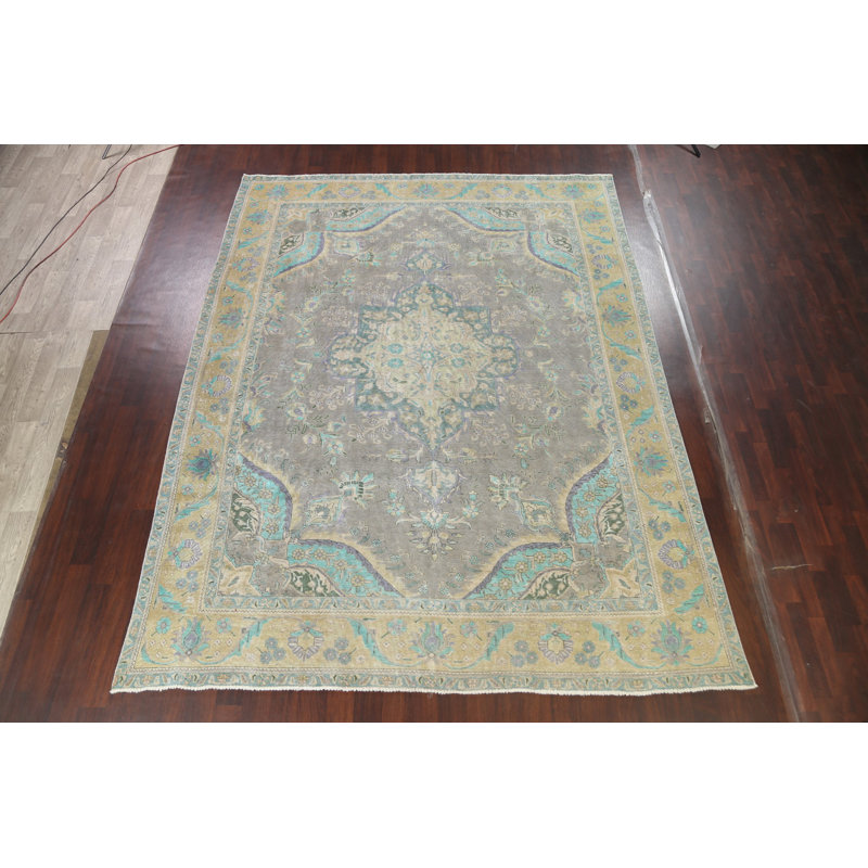 Tapis floral motif persan Tabriz noué à la main 10 x 12