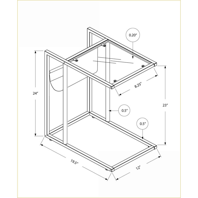 Cuir blanc en forme de C & amp; Table basse en métal pour le salon, plateau en verre facile à nettoyer avec rangement pour magazines