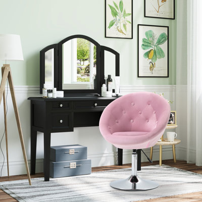 Chaise d'appoint moderne - rose ronde, hauteur réglable pour tabouret chic de chambre rose, structure ronde