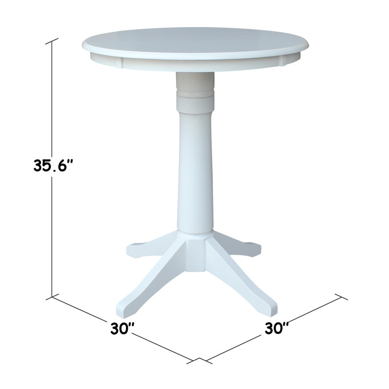 Gianluka Counter Height Solid Wood Dining Table, White, 35.9" H x 30" L x 30" W