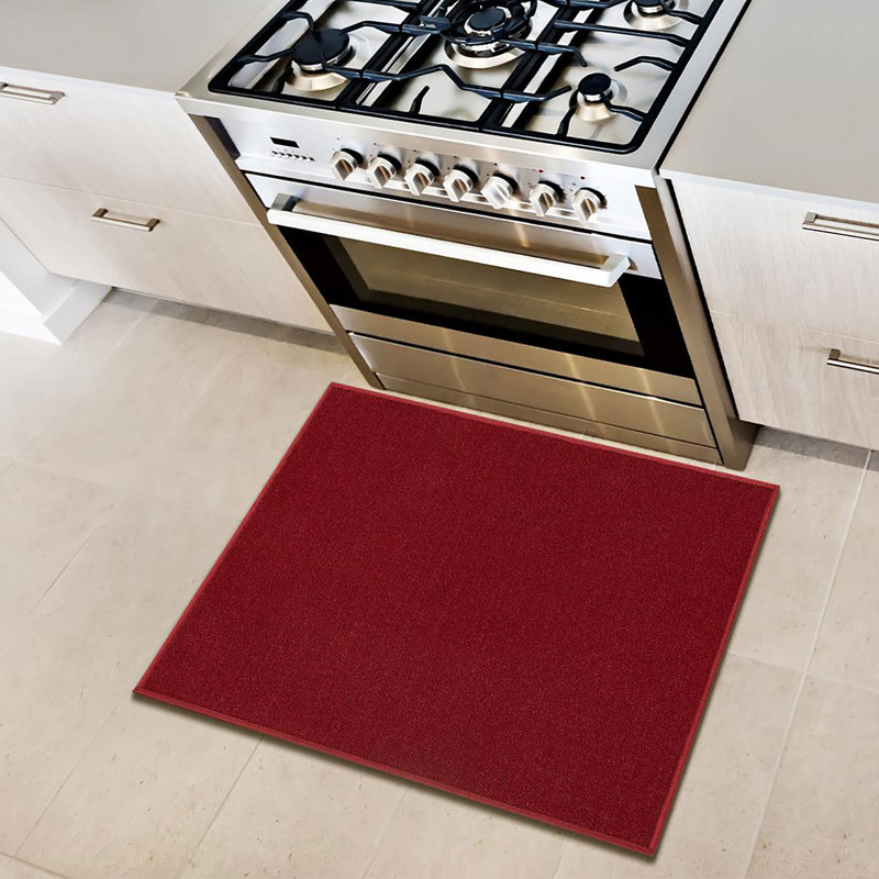Ottohome Red Entryway Mat, Rectangle 2'3" x 3', Red