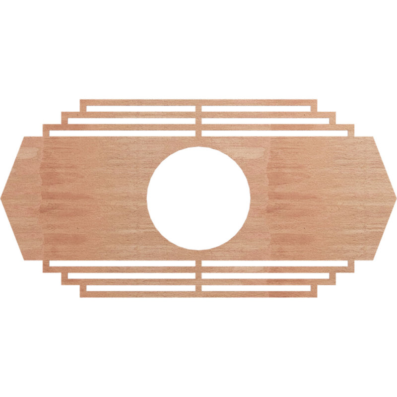 22"W x 11"H x 5 3/4"ID x 1/4"T Chrysler Wood Fretwork Pierced Ceiling Medallion, Walnut, 8" H x 16" W x 0.25" D, Cherry