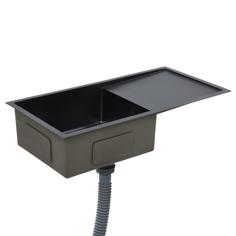 Belfry Kitchen ArAgon 440mm W Steel Kitchen Sink, Matte Black