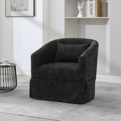 360-Degree Swivel Upholstered Armchair with Accent Pillow