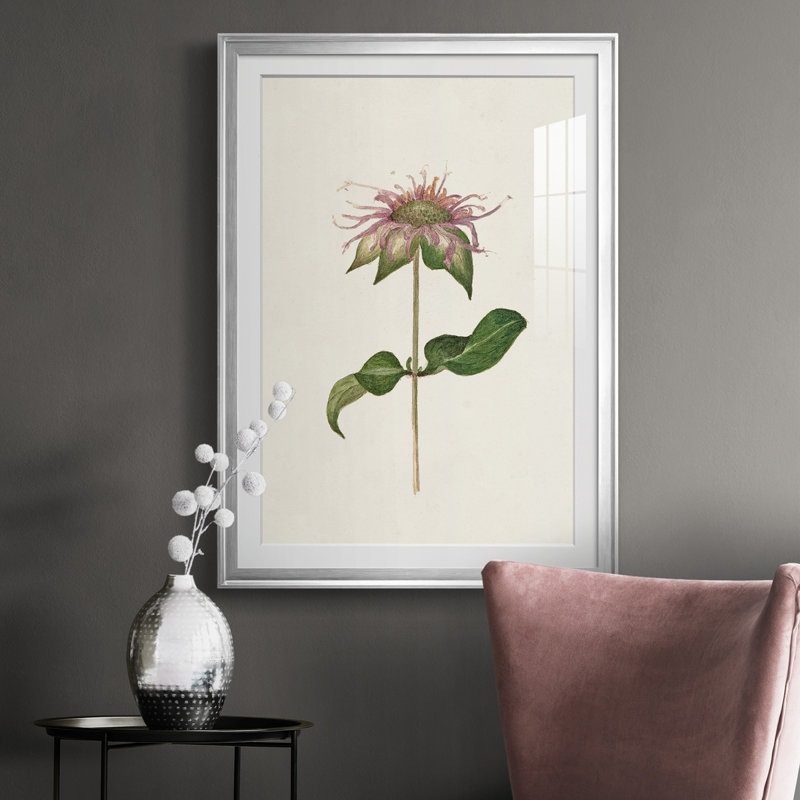 Mauve Garden Flowers V - peinture encadrée, H 24,5 po x l 18,5 po x P 1 po, Cadre argenté