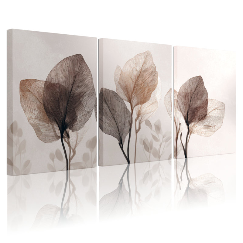 Botanique à feuilles imprimées sur toile, art mural moderne inspiré de la nature pour le salon, la chambre à coucher ou le bureau