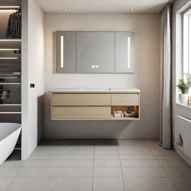 Armoire de salle de bain luxueuse, Burlywood, 63"