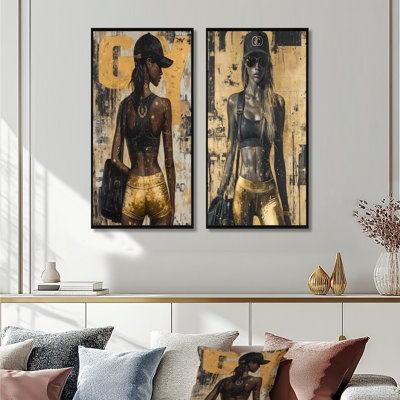 «Gym Model Peak Performance I - Fashion Gym Girl», ensemble de 2 pièces d'art mural