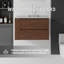 Meuble-lavabo flottant 30 po avec lavabo, porte à fermeture en douceur, comptoir et dosseret en marbre de granite blanc de 2 po, contreplaqué, brun-131299757-131299754