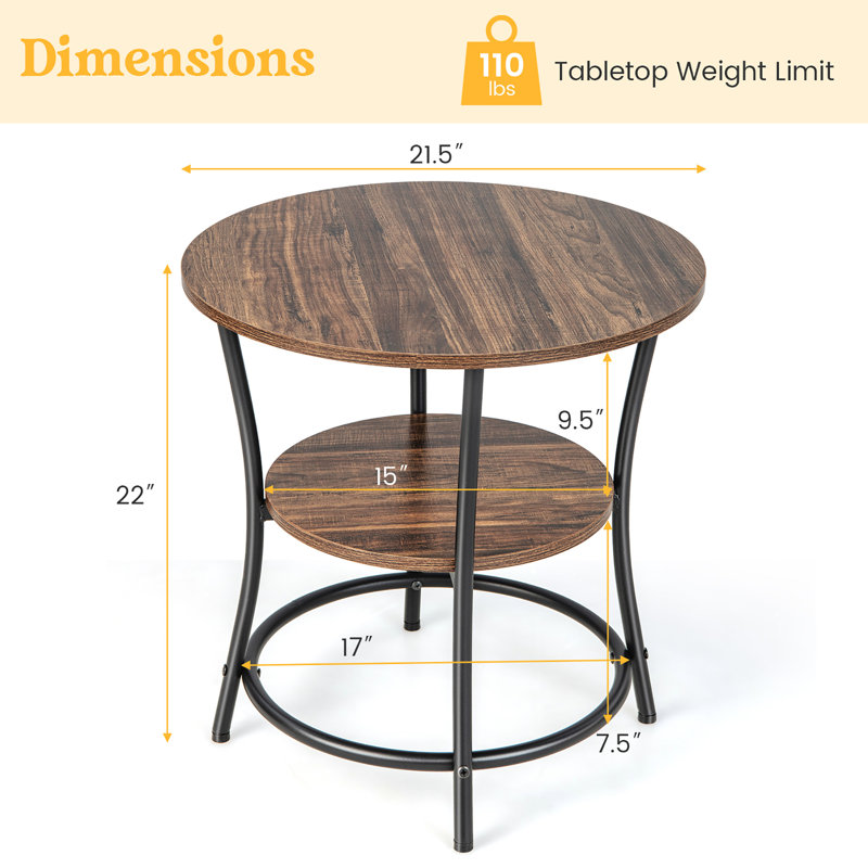 Harunobu 21.5'' W Metal Nightstand, Brown/Black