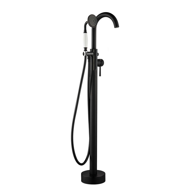 Single Handle Floor Mounted Freestanding Tub Faucet, Matte Black