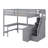 Wood Full Size Loft Bed Frame With Built-In L Shaped Desk & 3 Storage Shelves & Attached Storage Stairs For Kids, No Box Spring Needed-599375326
