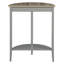 Console en chêne gris et demi-lune grise avec tablette inférieure
