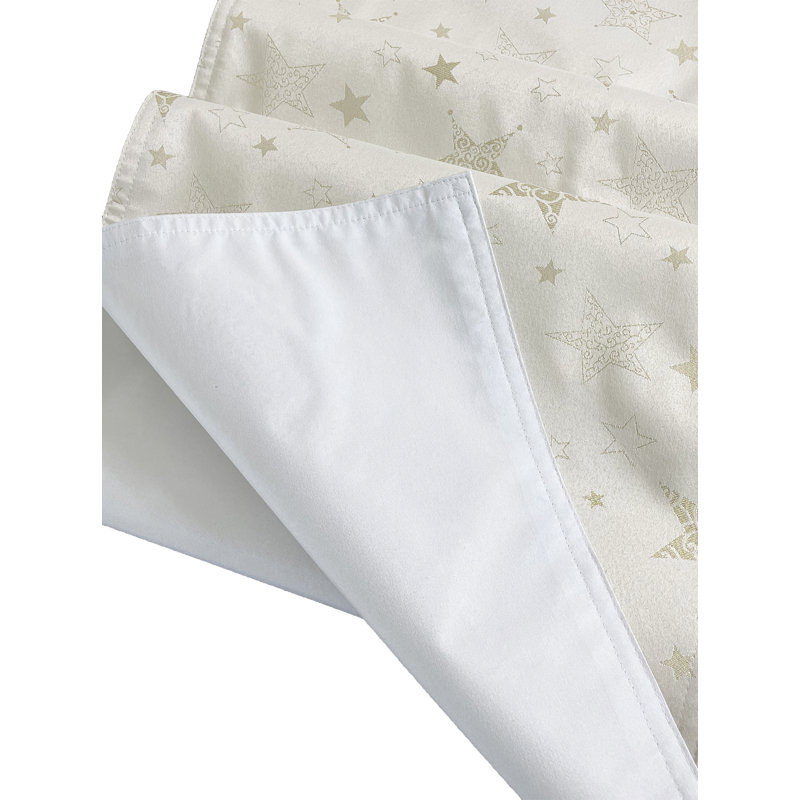 Ivory Embroidered Metallic Gold Star Table Runner, 72" x 16"