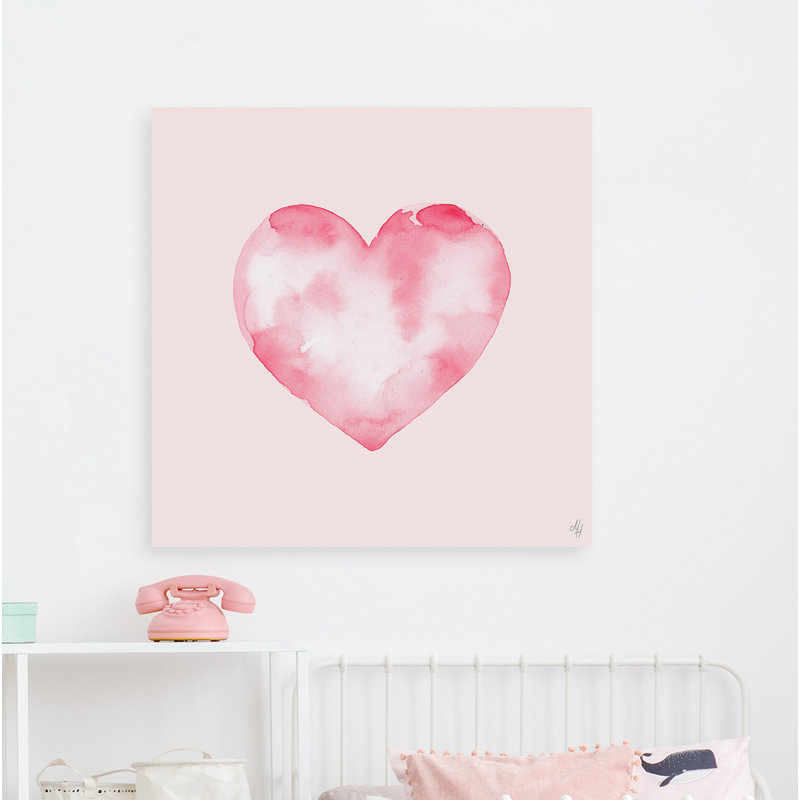 Margarida Blurry Heart Print on Wrapped Canvas, 48" H x 48" W